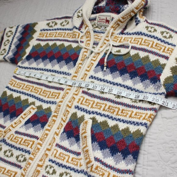 Alpaca Connection Hoodie Sweater Jacket Women’s Boho Full Zip Small - Picture 5 of 8